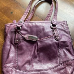 B Makowsky purple leather handbag